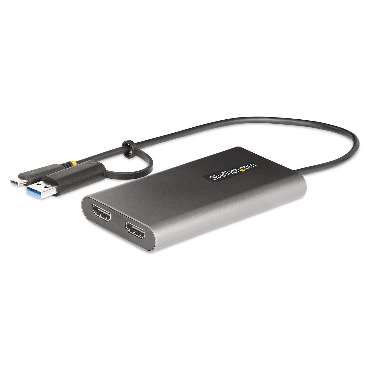 StarTech USB-C to Dual-HDMI Adapter, USB-C or A to 2x HDMI, 4K 60Hz, 100W PD Pass-Through, 1ft (30cm)