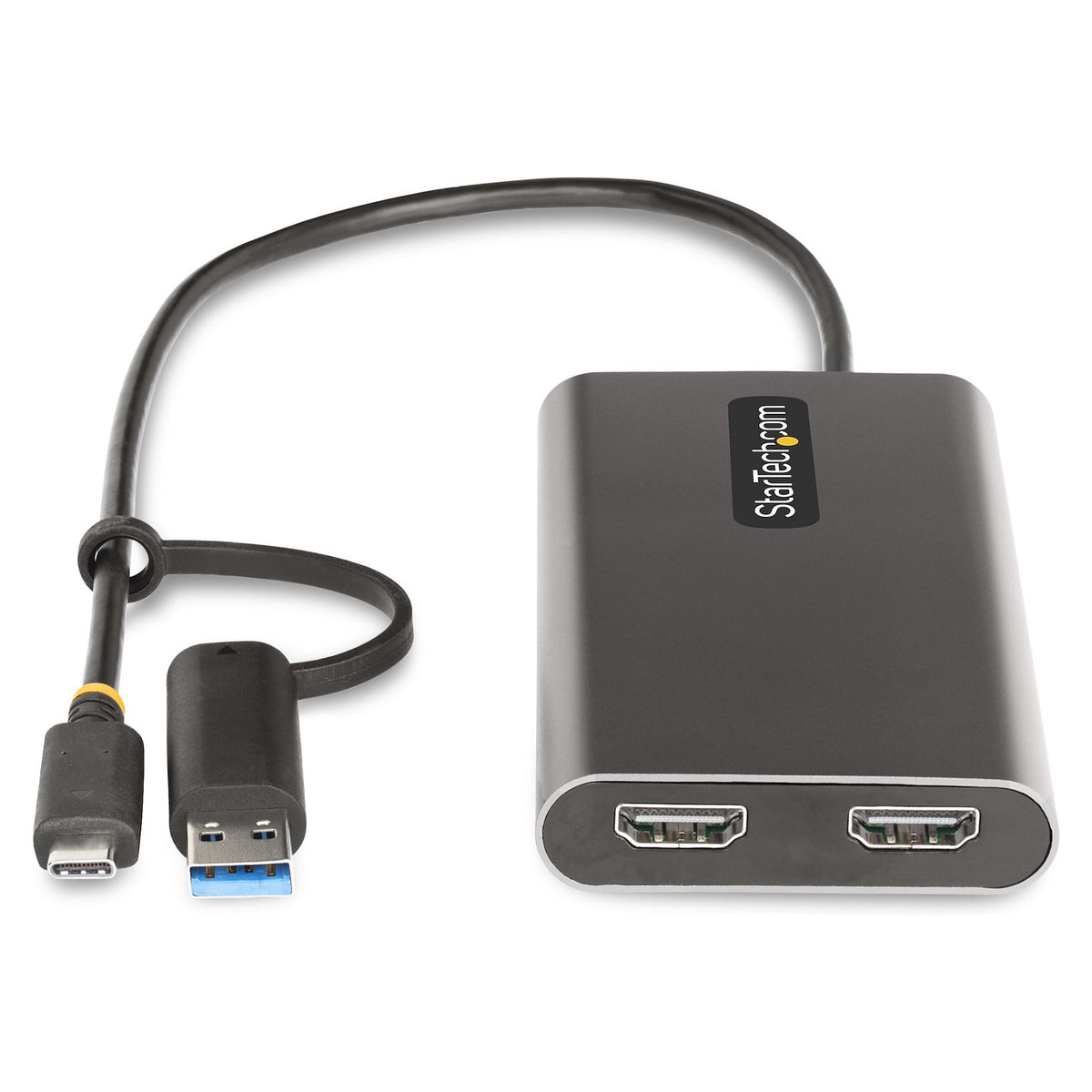 StarTech USB-C to Dual-HDMI Adapter, USB-C or A to 2x HDMI, 4K 60Hz, 100W PD Pass-Through, 1ft (30cm)