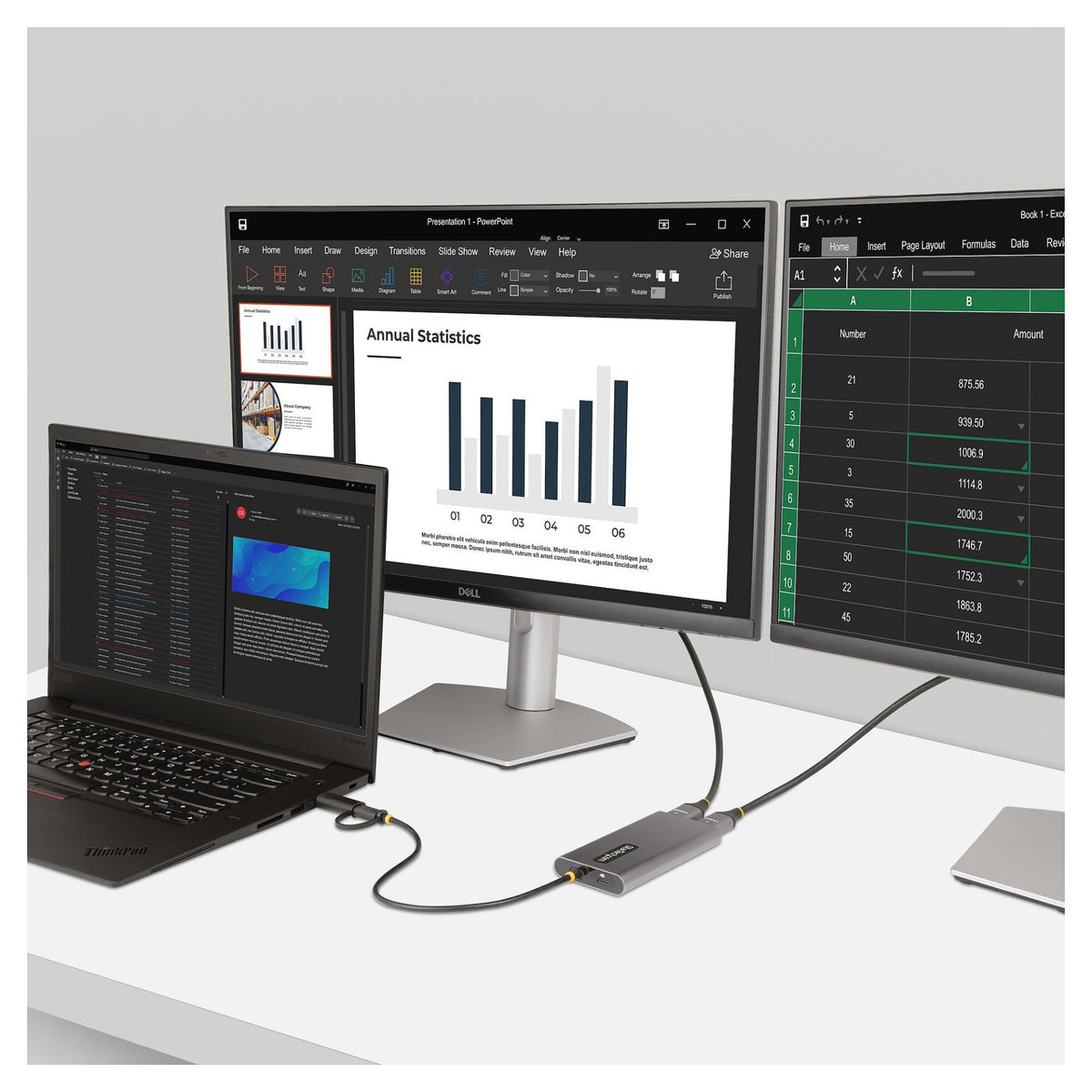 StarTech USB-C to Dual-HDMI Adapter, USB-C or A to 2x HDMI, 4K 60Hz, 100W PD Pass-Through, 1ft (30cm)