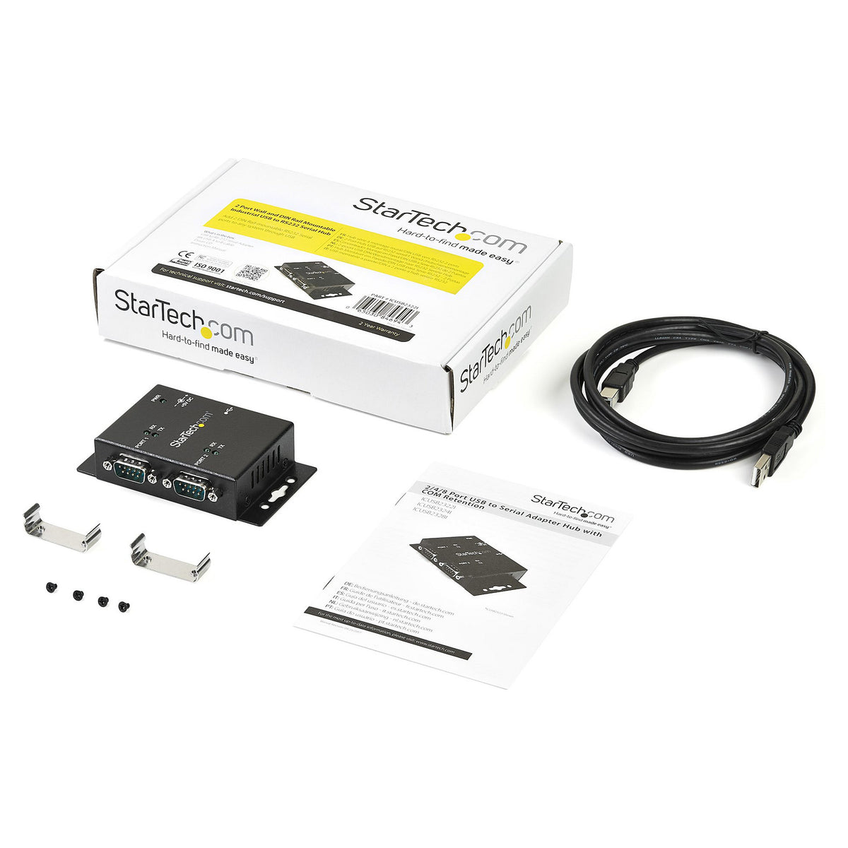 StarTech 2 Port USB auf Seriell RS232 Adapter - USB / DB9 Hub 2x DB9 Stecker 1x USB-B Buchse - Wandmontagefhig