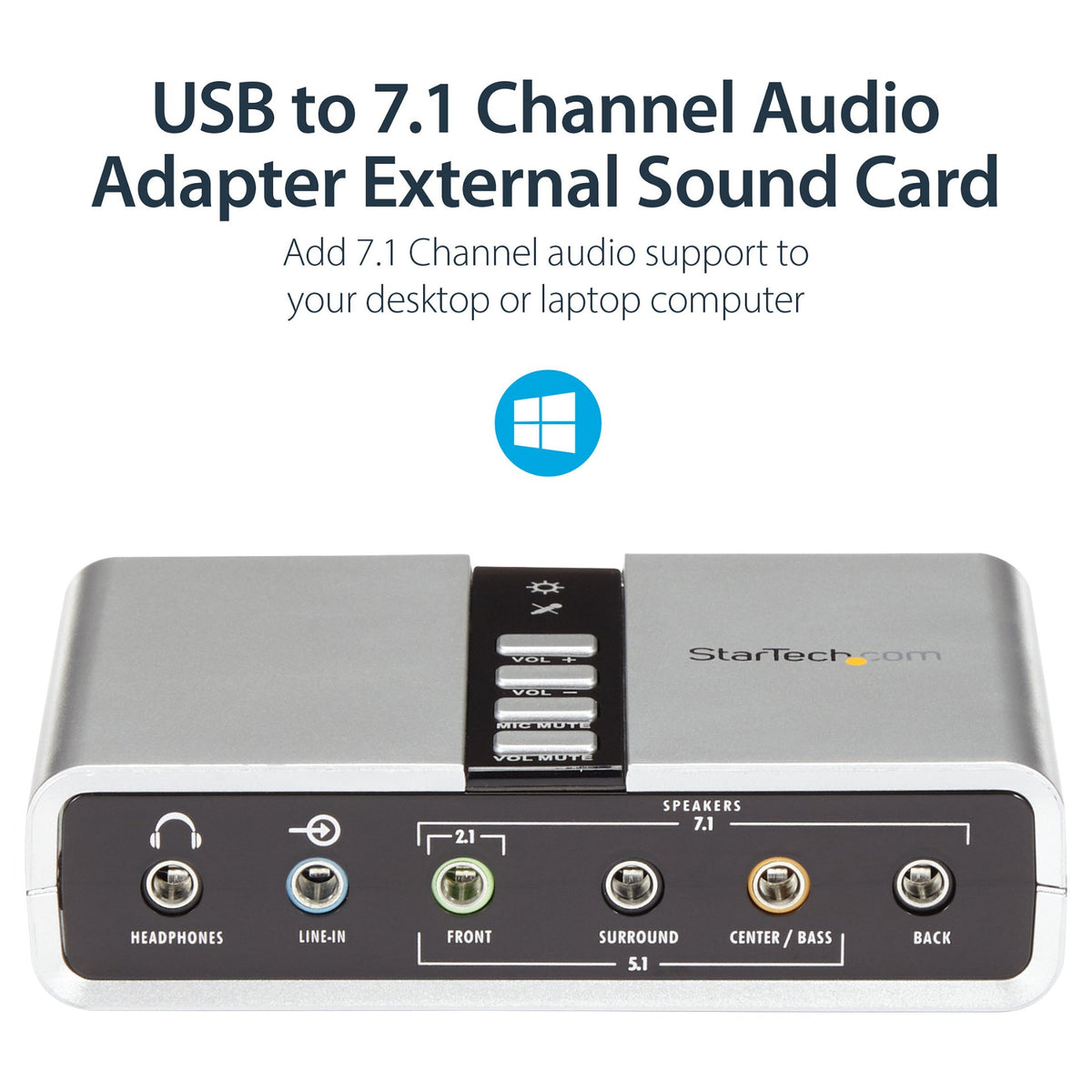 StarTech 7.1 USB Audio Adapter External Sound Card with SPDIF Digital Audio