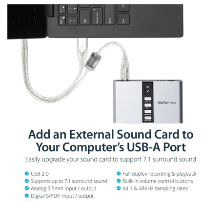 StarTech 7.1 USB Audio Adapter External Sound Card with SPDIF Digital Audio