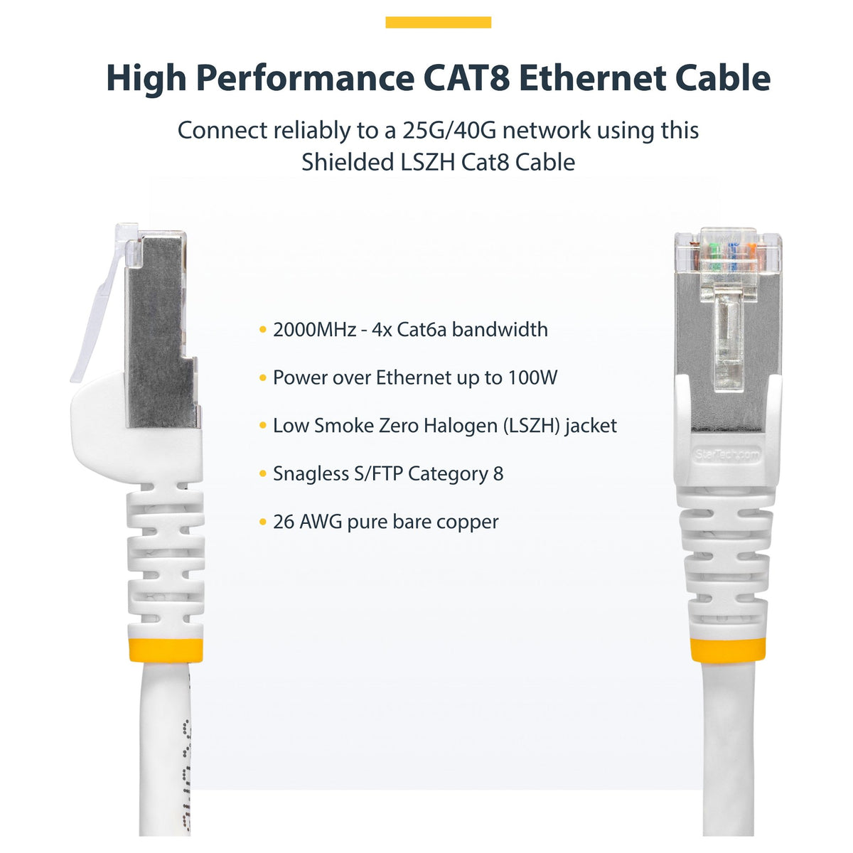 StarTech.com 3 m Weißes CAT8 Netzwerkkabel, RJ45 25G/40G LAN Kabel, S/FTP - Patch-Kabel - RJ-45 (M)