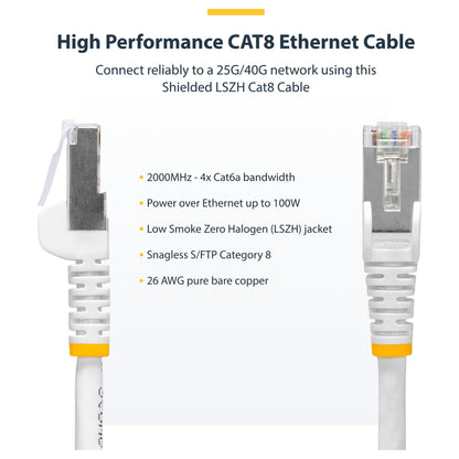 StarTech.com 3 m Weißes CAT8 Netzwerkkabel, RJ45 25G/40G LAN Kabel, S/FTP - Patch-Kabel - RJ-45 (M)