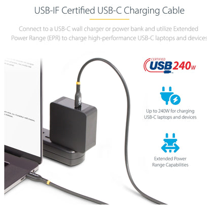 StarTech.com 3m USB-C Ladekabel, USB-IF zertifiziert, 240W PD EPR, M/M - USB-Kabel - 24 pin USB-C (M)
