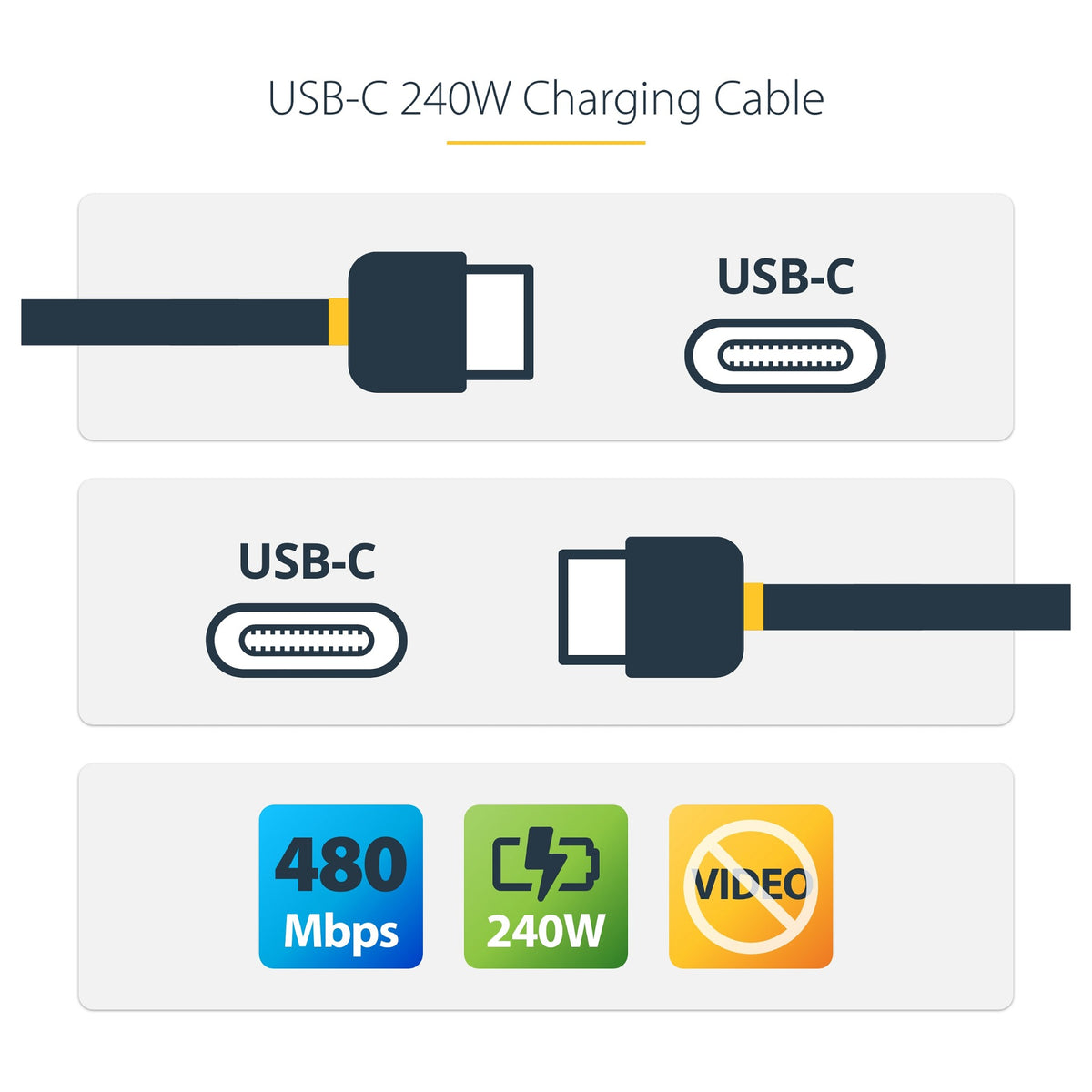 StarTech.com 3m USB-C Ladekabel, USB-IF zertifiziert, 240W PD EPR, M/M - USB-Kabel - 24 pin USB-C (M)