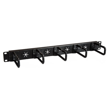 StarTech Server Rack Cable Management - with Holes - 1U - D-Ring Hooks - Horizontal - Cable Organizer - Cord Management