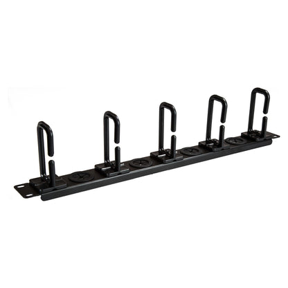 StarTech Server Rack Cable Management - with Holes - 1U - D-Ring Hooks - Horizontal - Cable Organizer - Cord Management