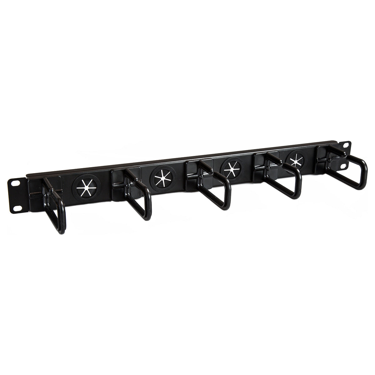 StarTech Server Rack Cable Management - with Holes - 1U - D-Ring Hooks - Horizontal - Cable Organizer - Cord Management