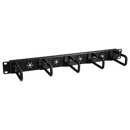 StarTech Server Rack Cable Management - with Holes - 1U - D-Ring Hooks - Horizontal - Cable Organizer - Cord Management