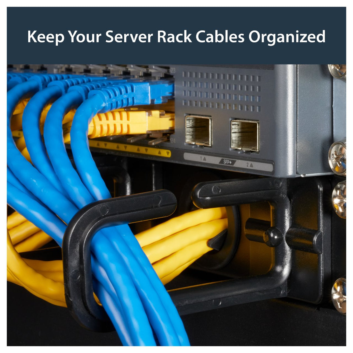 StarTech Server Rack Cable Management - with Holes - 1U - D-Ring Hooks - Horizontal - Cable Organizer - Cord Management