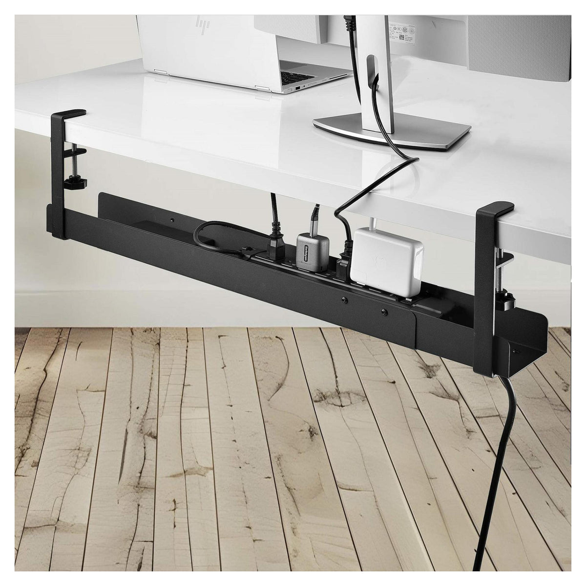 StarTech.com Under Desk Cable Management Tray, Clamp-on Installation