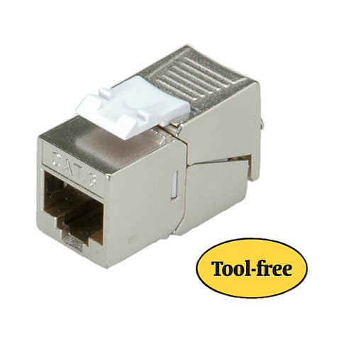 ROLINE Kat.6 Class E Keystone geschirmt werkzeuglos SLIM silberfarben