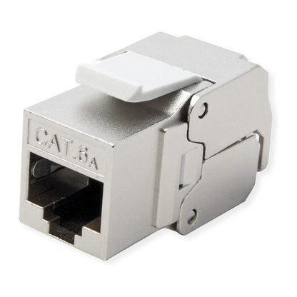 ROLINE Cat.6A (Class EA) Keystone, RJ-45, geschirmt, werkzeuglos, silberfarben