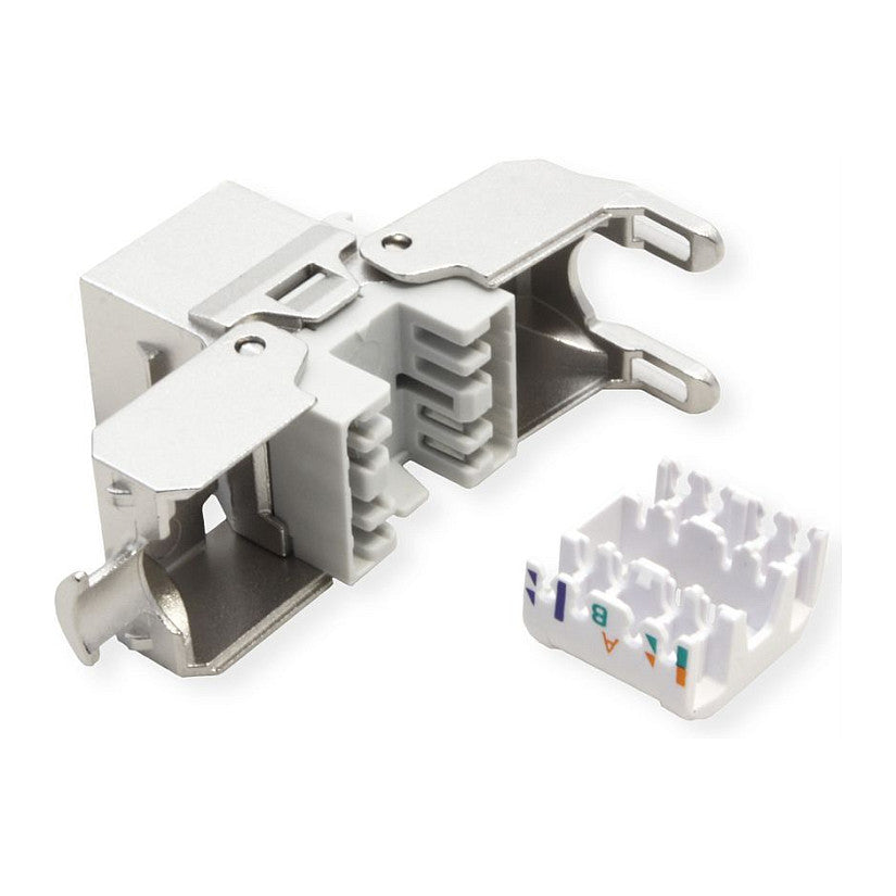 ROLINE Cat.6A (Class EA) Keystone, RJ-45, geschirmt, werkzeuglos, silberfarben