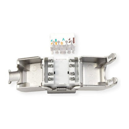ROLINE Cat.6A (Class EA) Keystone, RJ-45, geschirmt, werkzeuglos, silberfarben