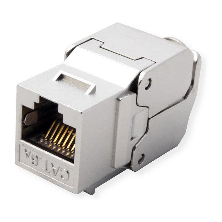 ROLINE Cat.6A (Class EA) Keystone, RJ-45, geschirmt, werkzeuglos, silberfarben