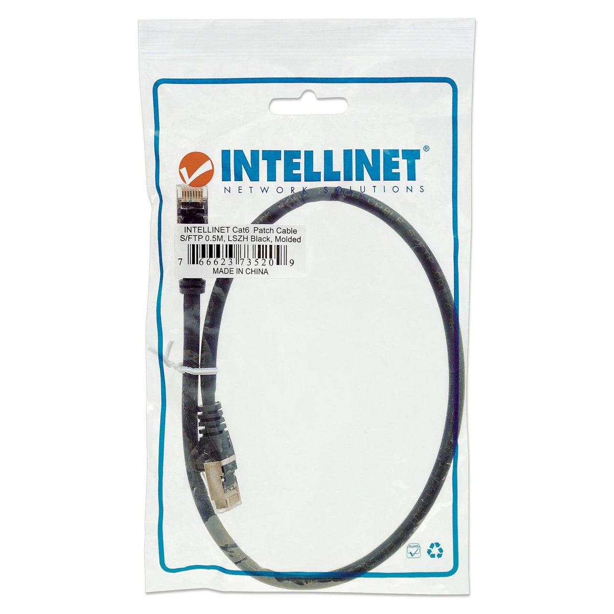 Patchkabel RJ45 S/FTP Cat6 Kupfer LSZH 0,5m schwa