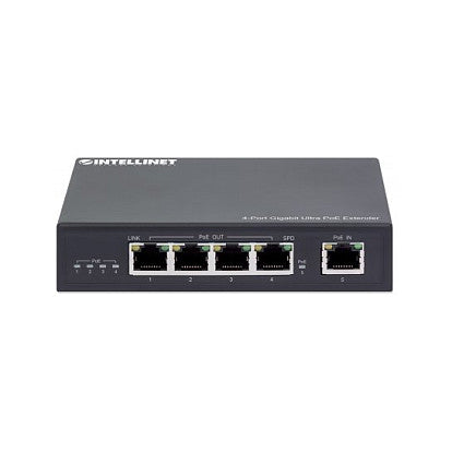 INTELLINET 4-Port Gigabit Ultra PoE-Extender 90W um 100m
