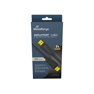 MediaRange DisplayPort Kabel, Ver. 2.1, 40 Gbps, 2.0m, sw