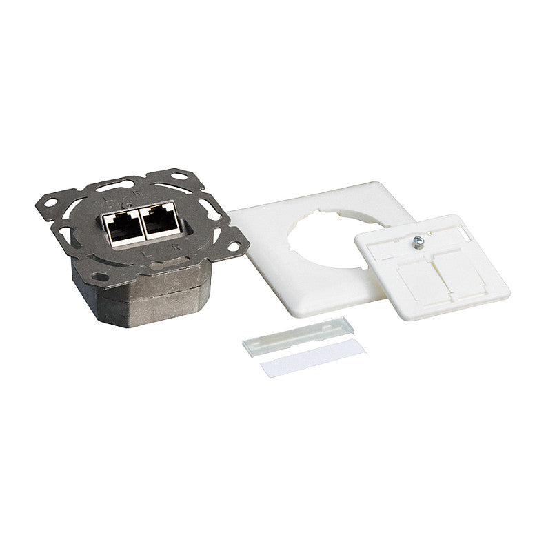Logilink Cat.6A Anschlussdose, 2x RJ45,weiß, waagerecht