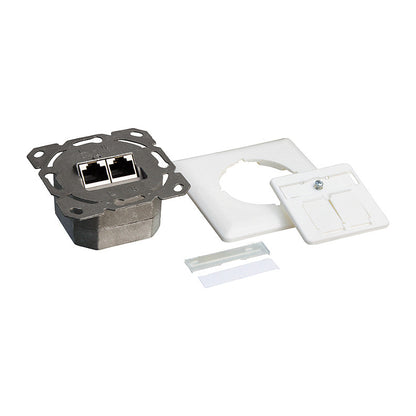 Logilink Cat.6A Anschlussdose, 2x RJ45,weiß, waagerecht