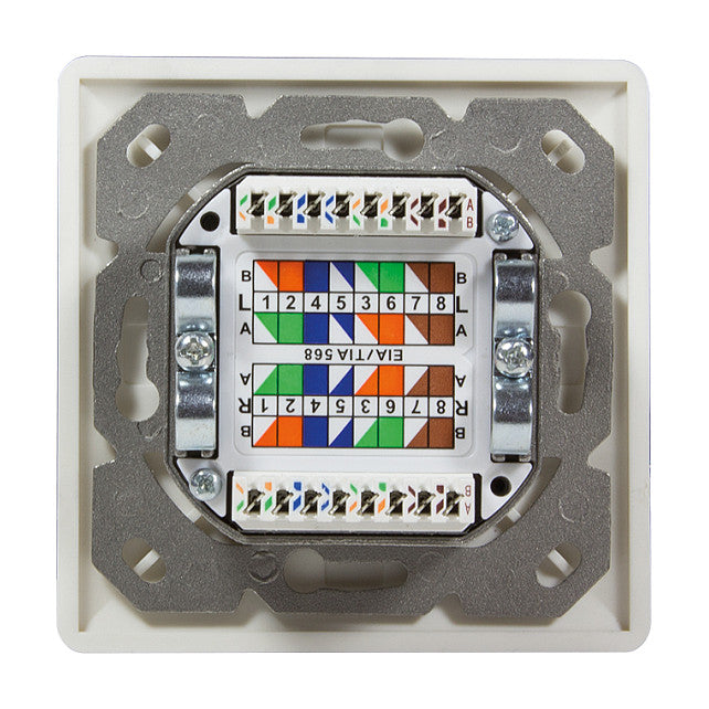 Logilink Cat.6A Anschlussdose, 2x RJ45,weiß, waagerecht