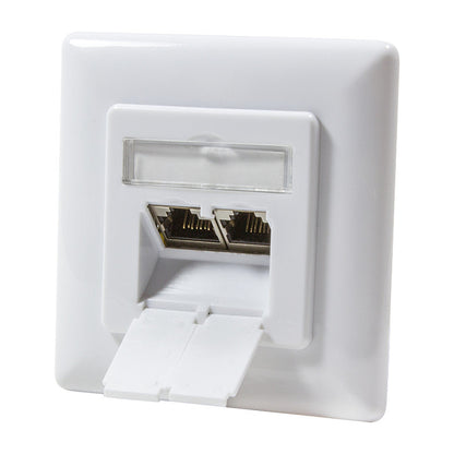 Logilink Cat.6A Anschlussdose, 2x RJ45,weiß, waagerecht