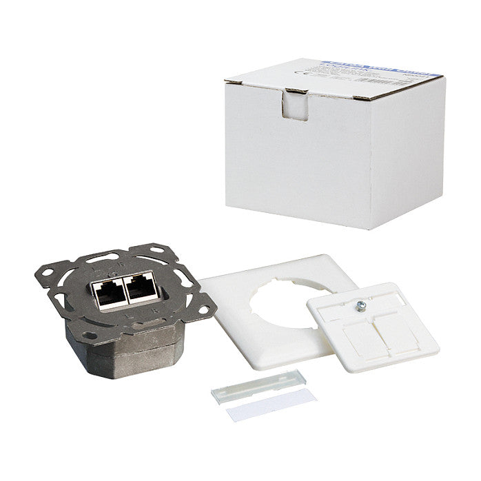 Logilink Cat.6A Anschlussdose, 2x RJ45,weiß, waagerecht