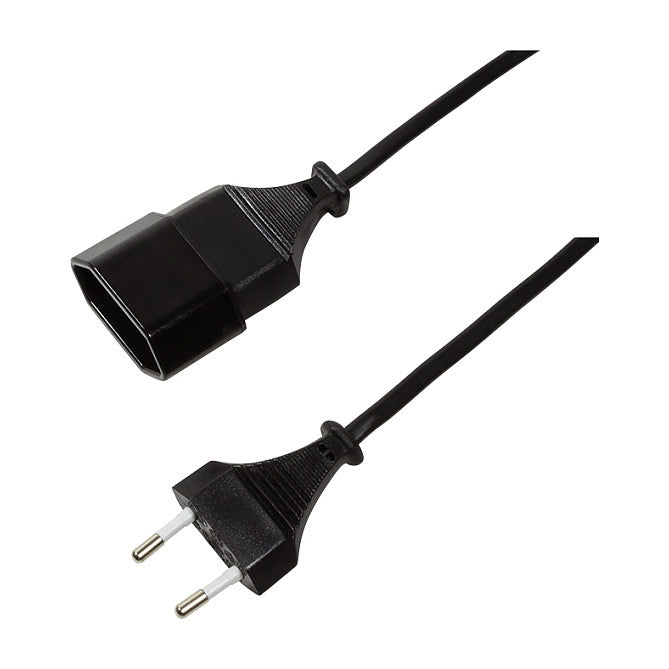 Logilink Netzkabel Euro CEE 7/16 Stecker zu Dose, 1m schwarz