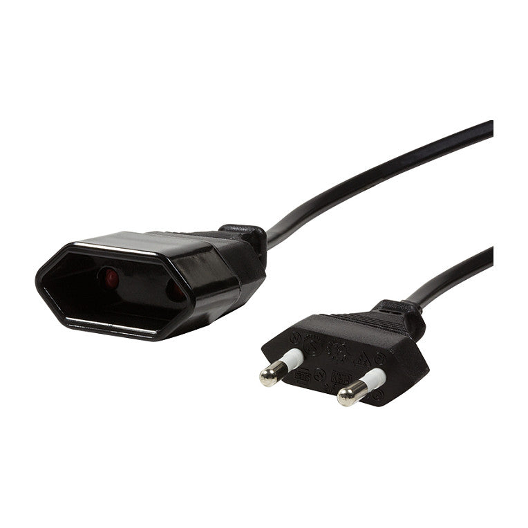 Logilink Netzkabel Euro CEE 7/16 Stecker zu Dose, 1m schwarz
