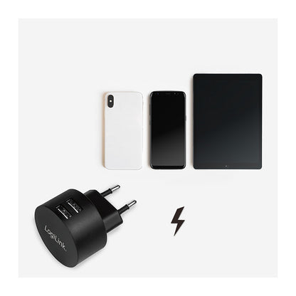 Logilink USB Steckdosenadapter 2port,10.5W,Fast Charging,sch