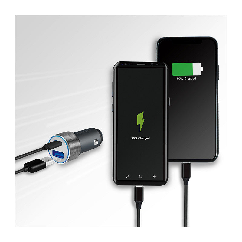 Logilink USB Kfz Ladeadapter 2Port 1xUSB-C PD,1xUSB-A QC,36W
