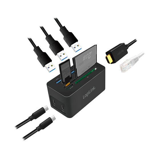 Logilink Dockingstation USB 3.2 (G1) HDMI,10-Port,PD4,schw.