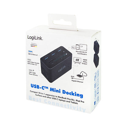 Logilink Dockingstation USB 3.2 (G1) HDMI,10-Port,PD4,schw.