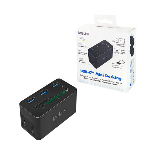 Logilink Dockingstation USB 3.2 (G1) HDMI,10-Port,PD4,schw.