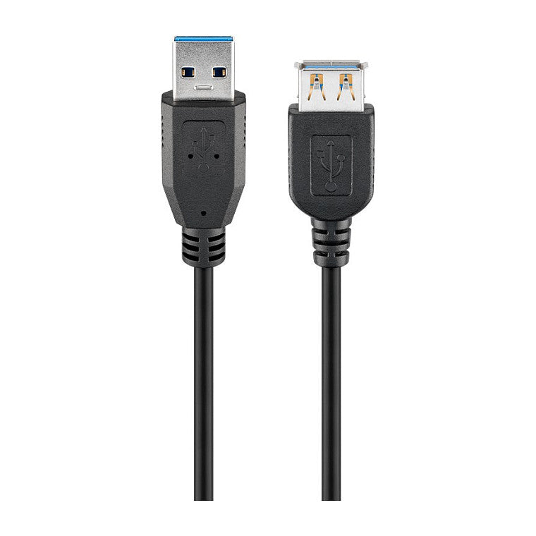 Goobay 3m USB 3.0 SuperSpeed Verlängerungskabel, Schwarz [USB 3.0-Stecker (Typ A) > USB 3.0-Buchse (Typ A)]
