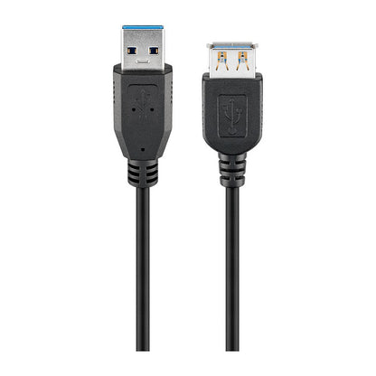 Goobay 3m USB 3.0 SuperSpeed Verlängerungskabel, Schwarz [USB 3.0-Stecker (Typ A) > USB 3.0-Buchse (Typ A)]