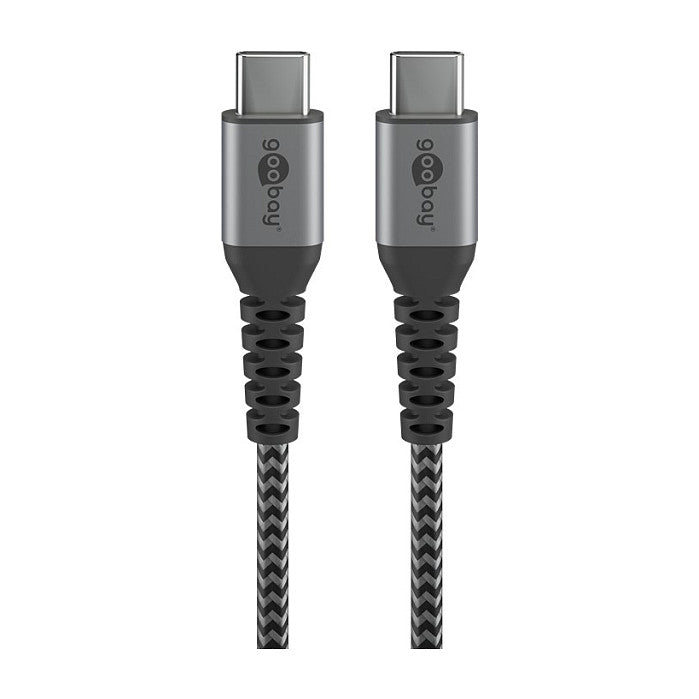 Goobay USB-C auf USB-C mit Metallsteckern, grau, 0,5m