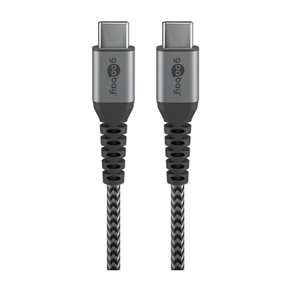 Goobay USB-C auf USB-C mit Metallsteckern, grau, 0,5m