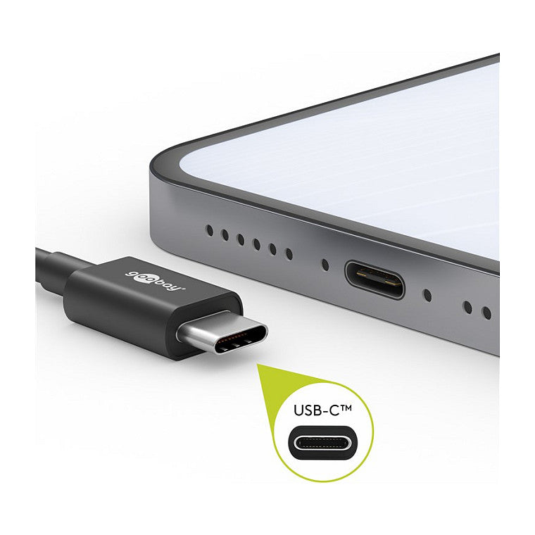 Goobay USB-C auf USB-C mit Metallsteckern, grau, 2m