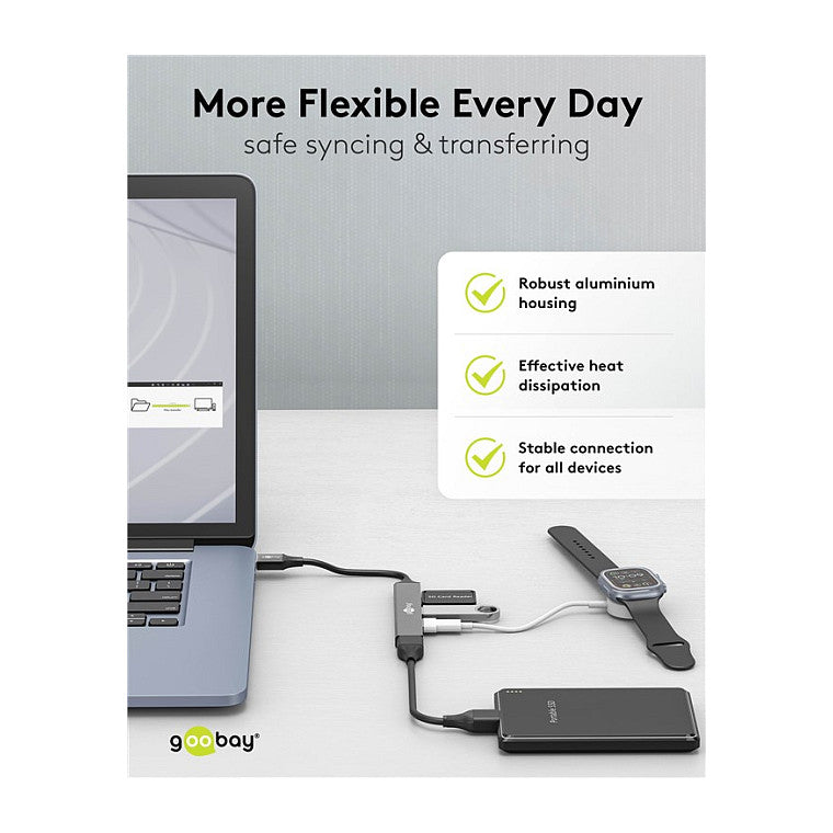Goobay Slim 4-Port USB-Hub, USB-A auf USB-A, 5 Gbit/s