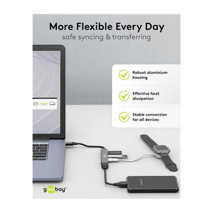 Goobay Slim 4-Port USB-Hub, USB-A auf USB-A, 5 Gbit/s