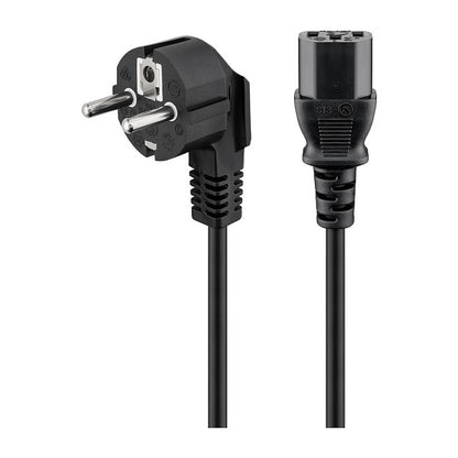 Goobay Kaltgerte-Anschlusskabel C13 > Schutzkontakt-Stecker (schwarz, 1,5 Meter, abgewinkelter Stecker)