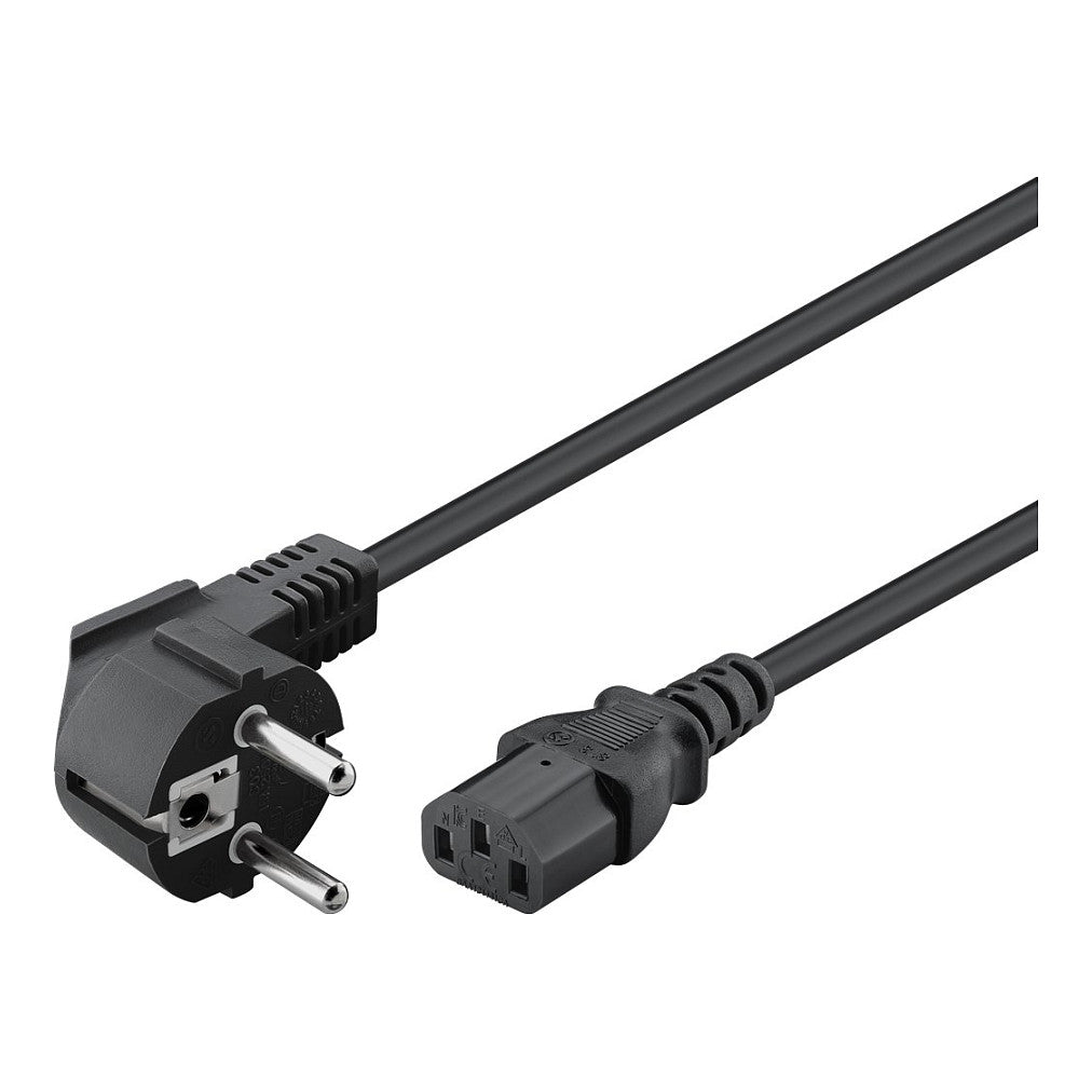 Goobay Kaltgerte-Anschlusskabel C13 > Schutzkontakt-Stecker (schwarz, 1,5 Meter, abgewinkelter Stecker)
