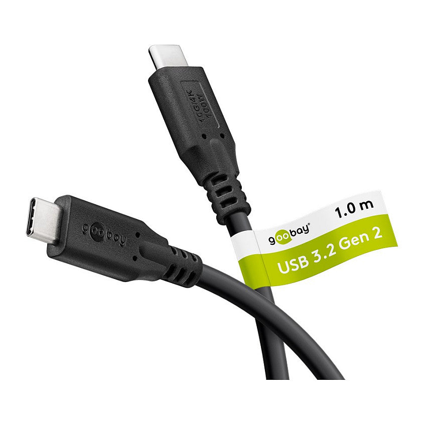 Kabel USB-C <=> USB-C 3.2 Gen2, 10 Gbit/s, 1m, black Power Delivery 3.0, 100W, 4K, 60Hz