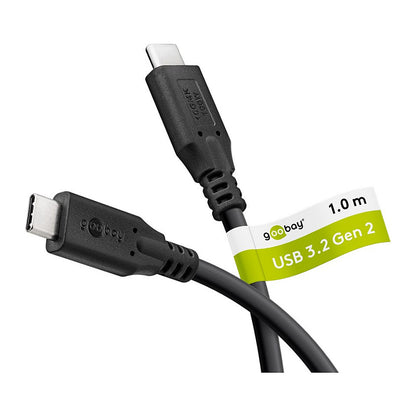 Kabel USB-C <=> USB-C 3.2 Gen2, 10 Gbit/s, 1m, black Power Delivery 3.0, 100W, 4K, 60Hz