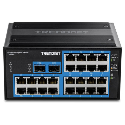 TRENDnet TI-G262 DIN-Rail Switch, 26-Port Industrial Gigabit