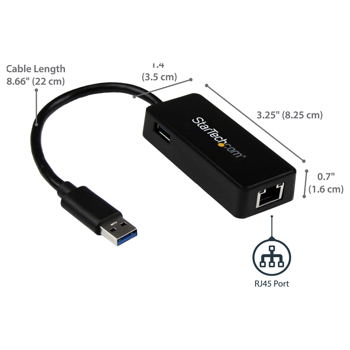 USB31000SPTB USB 3.0 to Gigabit NIC Adapter with USB Port