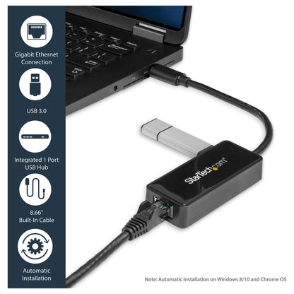USB31000SPTB USB 3.0 to Gigabit NIC Adapter with USB Port